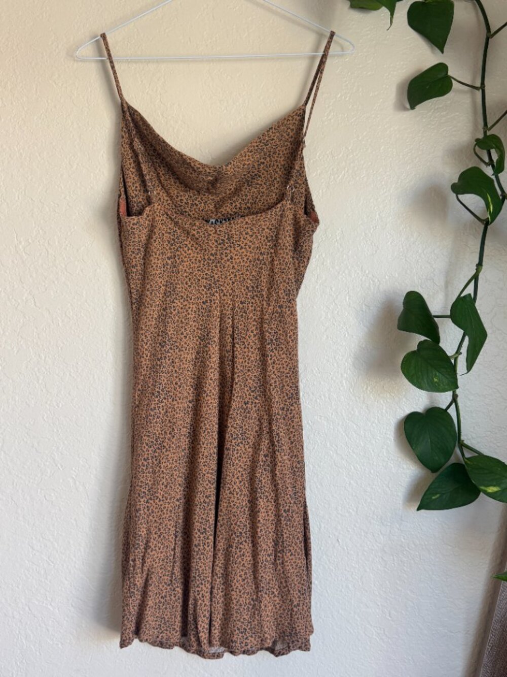 Audrey 3+1 Leopard Print Cowl Neck Slip Dress Adjustable Straps Size L - Picture 2 of 6